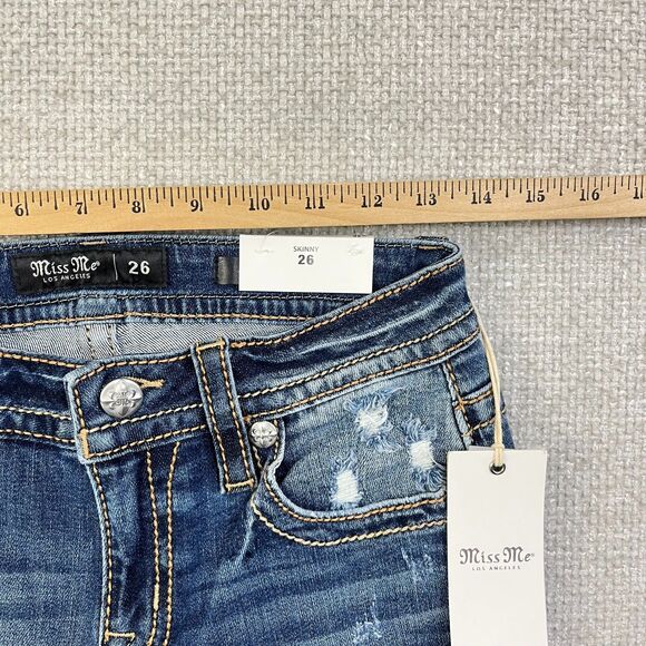 NEW Miss Me Jeans Skinny Heaven Women's Size 26 Mid Rise Stretch Blue Denim - Picture 10 of 14